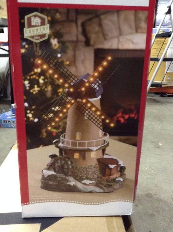 lot 43 image: Holiday Time LED Windmill Christmas Village Figurine Piece