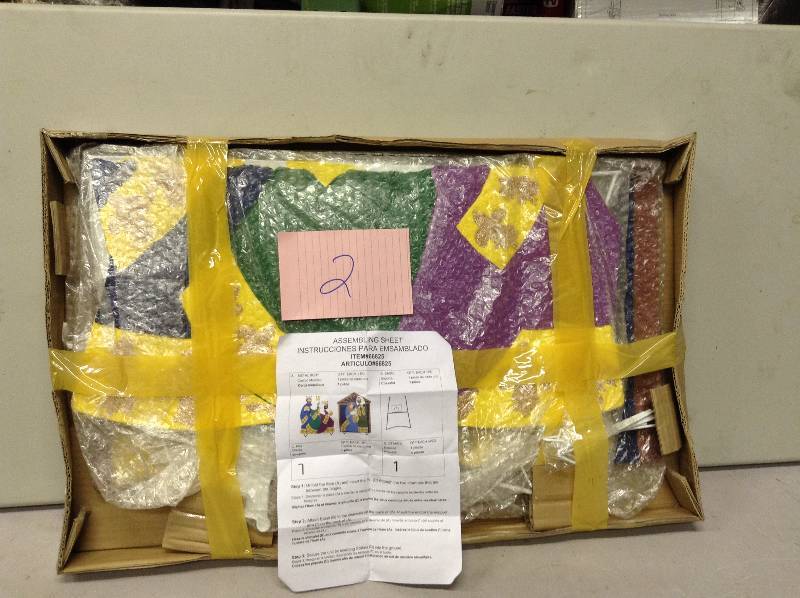 lot 2 image: Candy Cane Lane Holiday Ornaments & Decor 36 in. Nativity Set Hammered Metal Yard Art