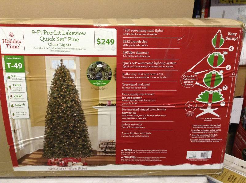 lot 30 image: Holiday Time Pre-Lit 9 Lakeview Christmas Tree, Green, Clear Lights