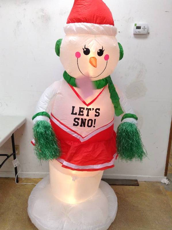 lot 34 image: Airblown Animated Snowgirl Cheerleader Inflatable 6 Foot Tall Indoor Outdoor