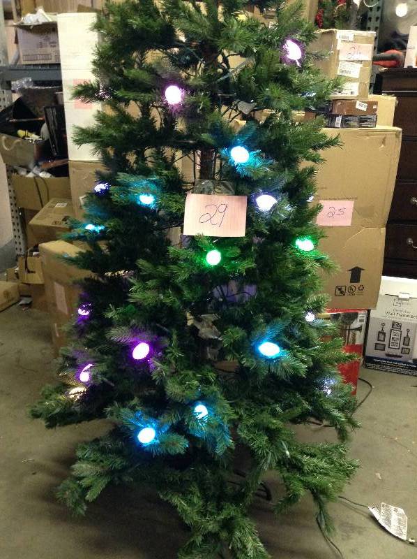 lot 29 image: GE 7.5-ft Pre-Lit Pine Artificial Christmas Tree with 500-Count Color Changing LEDs 8 Preloaded Songs