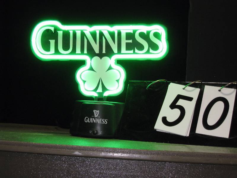 lot 50 image: Guinness table top shamrock neon.