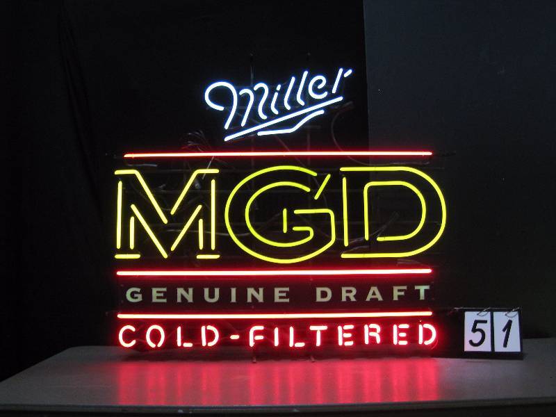 lot 51 image: MGD Miller Genuine Draft neon