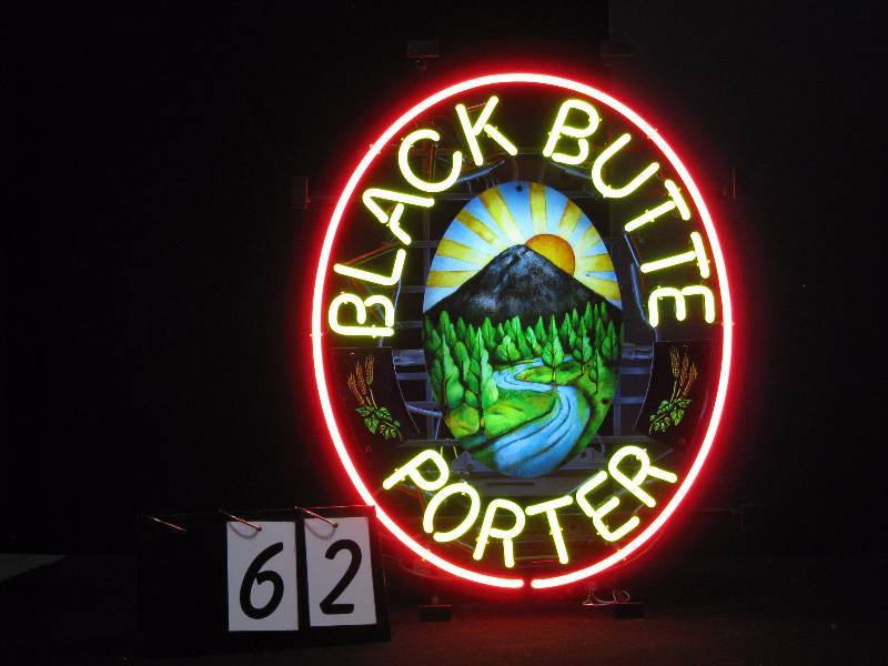 lot 62 image: Black Butte Porter neon, very nice, colorful sign, looks new.