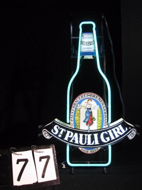 lot 77 image: St Pauli Girl neon bottle