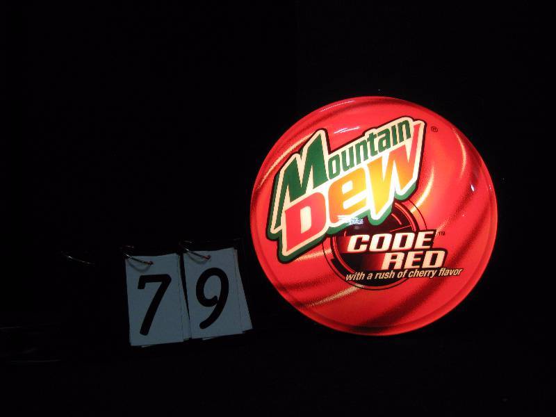 lot 79 image: Mountain Dew Code Red light up wall hanger