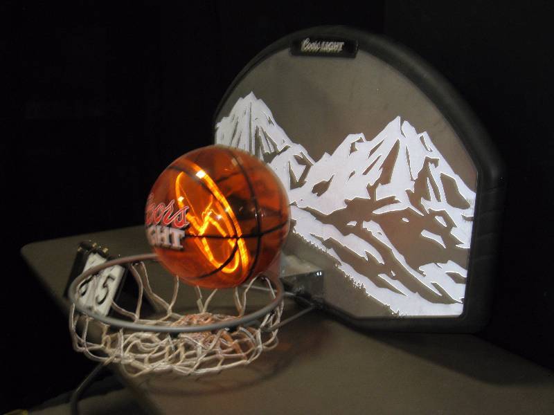 Coors Light basketball backboard with plasma display ball check the