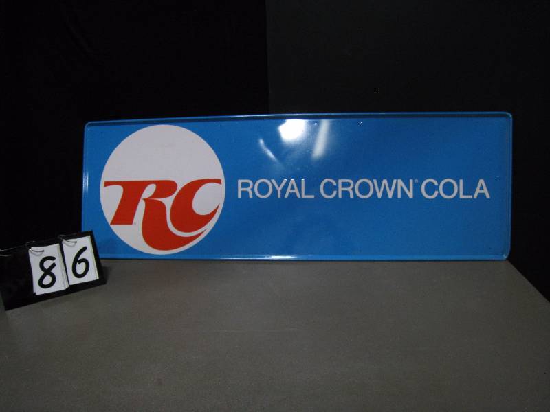 lot 86 image: RC Royal Crown Cola tin sign, self-framed, very nice old sign