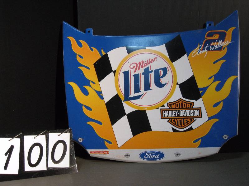 lot 100 image: Nascar Miller Lite HD tin car hood