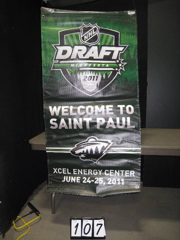 lot 107 image: NHL 2011 Draft Xcel center 2-sided banner