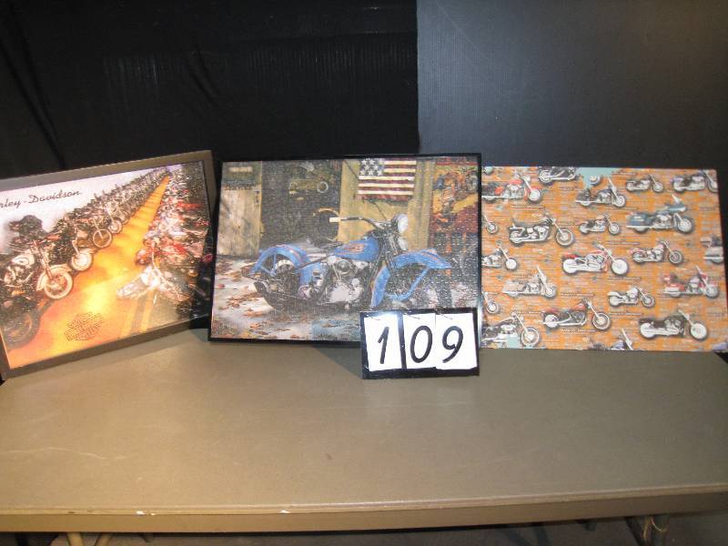 lot 109 image: 3 x Harley-Davidson puzzles, 20 x 29