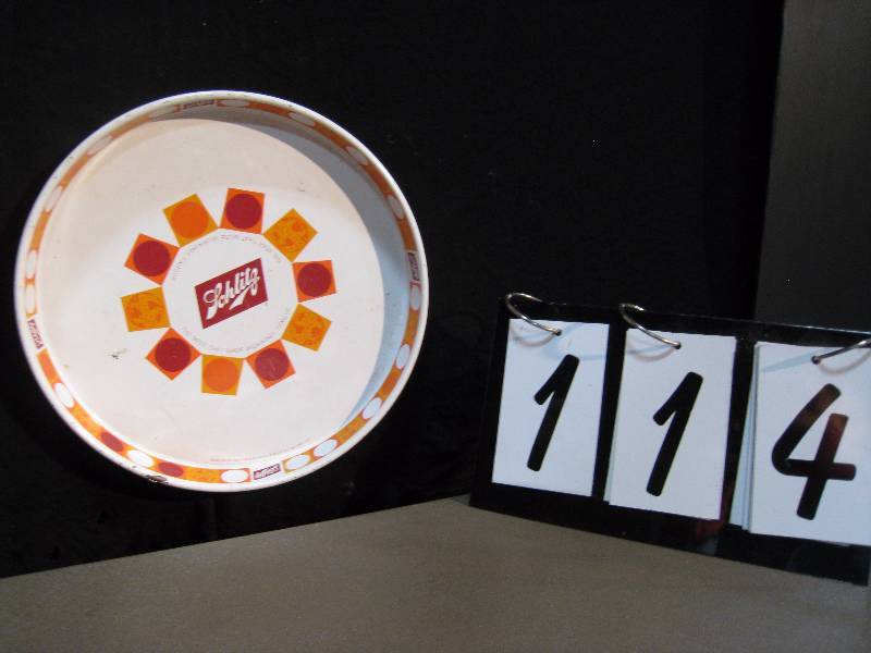 lot 114 image: Schlitz orange and red tray