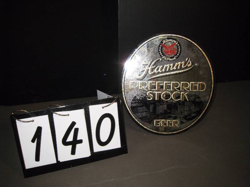 lot 140 image: Hamms Beer Preferred Stock oval shaped mirror, nice shape