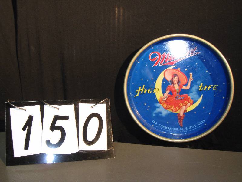 lot 150 image: Miller High Life serving tray with Girl in the Moon graphic