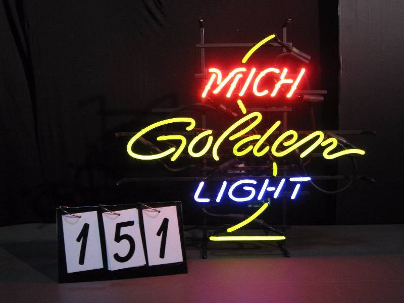 mich golden light neon sign