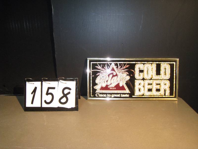 lot 158 image: Blatz Cold Beer mirror. Lots of gold foil.