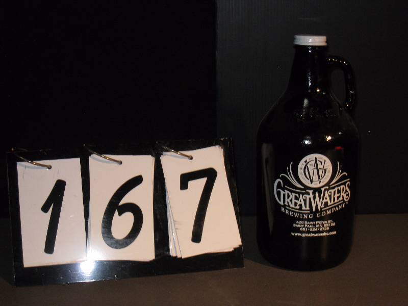 lot 167 image: Great Waters Brewing, glass growler 64 oz