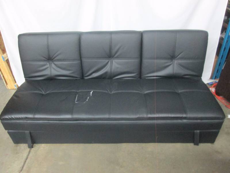 lot 1 image: Serta Kingsley Black Leather-Look Dream Convertible Sofa