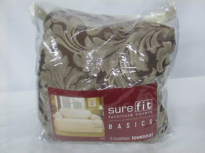 lot 77 image: Sure Fit Scroll T Cushion Loveseat Slipcover