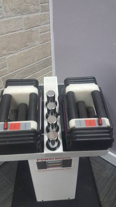 Power Blocks Adjustable Dumbbells.  With Stand.