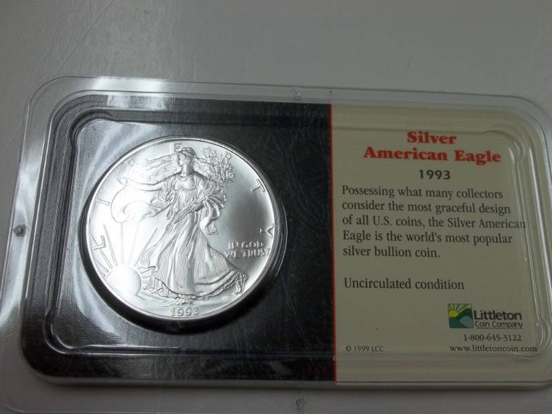 lot 12 image: Silver American Eagle 1 Oz. Fine Silver Year 1993 Coin