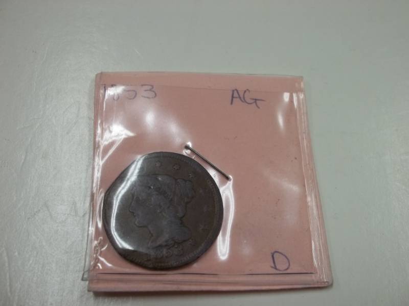 lot 46 image: 1853 One Cent Piece