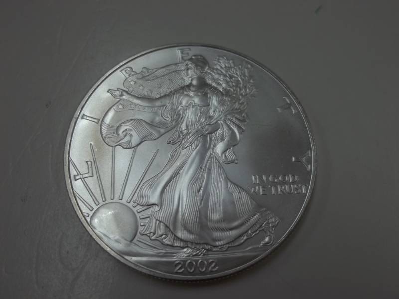 lot 100 image: Silver American Eagle 1 Oz. Fine Silver Year 2002 Coin