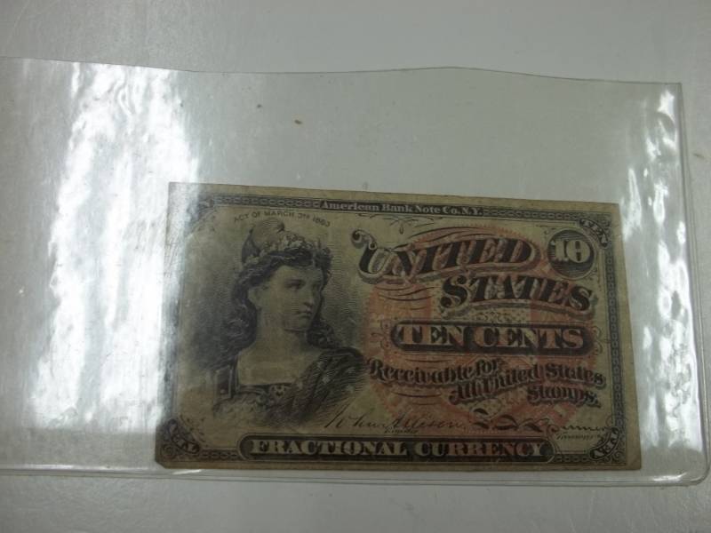 lot 218 image: 1863 10 Cents Fractional Currency