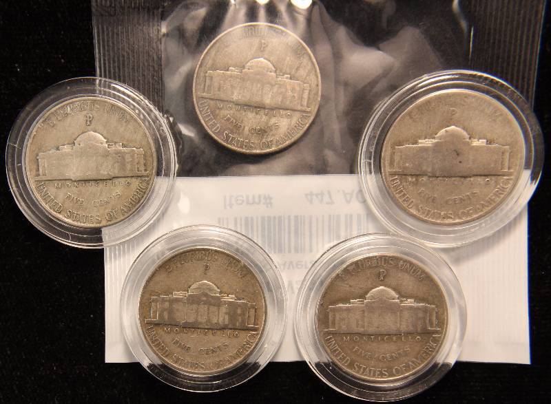 GROUP OF 5 1940S SILVER WAR NICKELS
