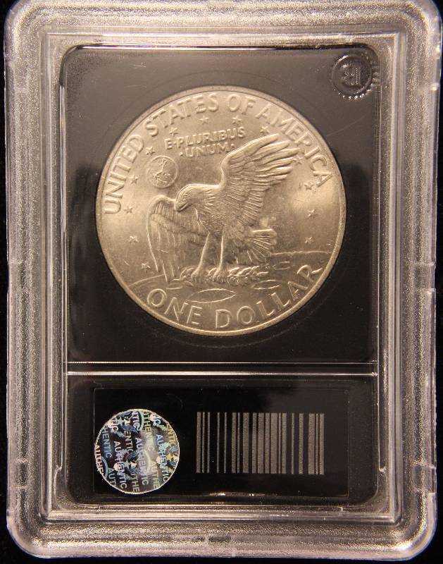 1971 EISENHOWER DOLLAR IN BLACK SLAB B.U.