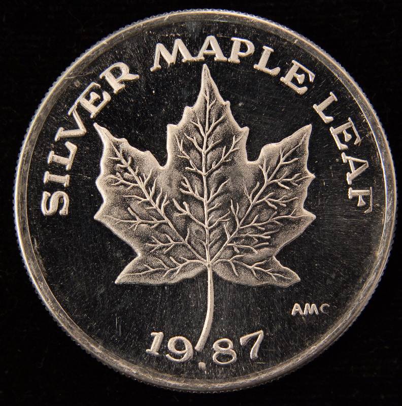 1987 1 TROY OZ. .999 FINE SILVER MAPLE LEAF MADE IN THE U.S.A.