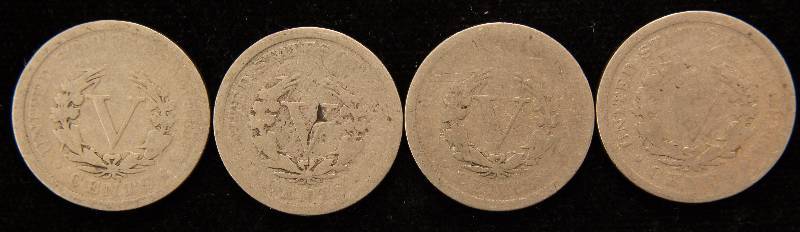 GROUP OF 4 LIBERTY V NICKELS 1902-1903-1904-1905