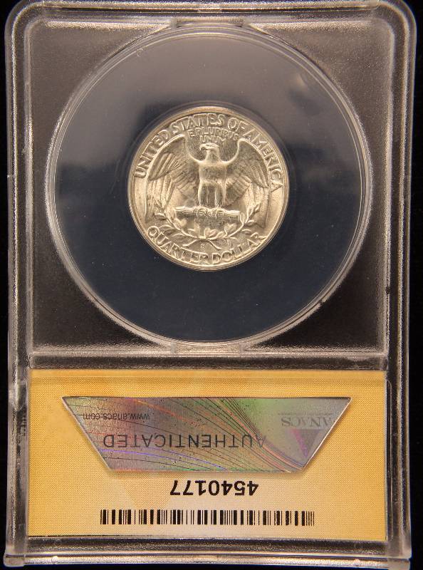 1944-S WASHINGTON SILVER QUARTER MS63 ANACS