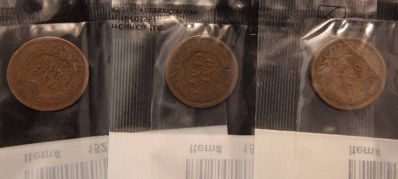 GROUP OF 3 INDIAN HEAD CENTS 1905-1906-1907 VG