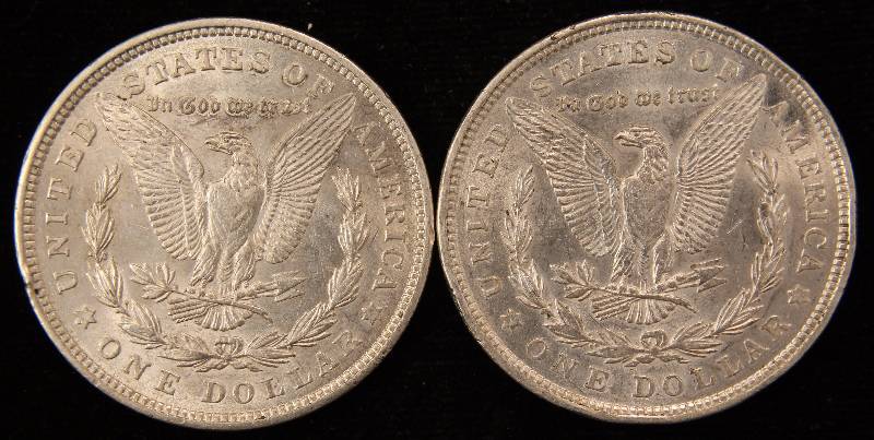 GROUP OF 2 1921-P MORGAN SILVER DOLLARS AU-UNC