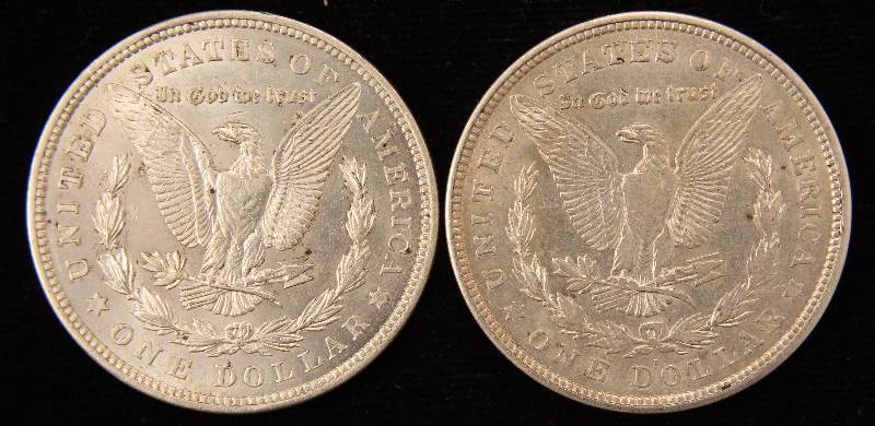 GROUP OF 2 1921-P&D MORGAN SILVER DOLLARS AU