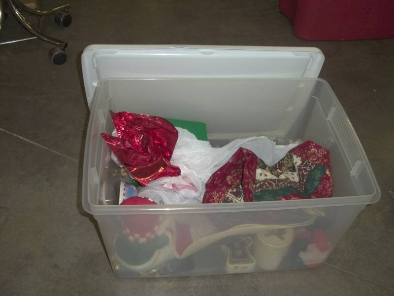 lot 24 image: Clear Tote with Christmas Accessories