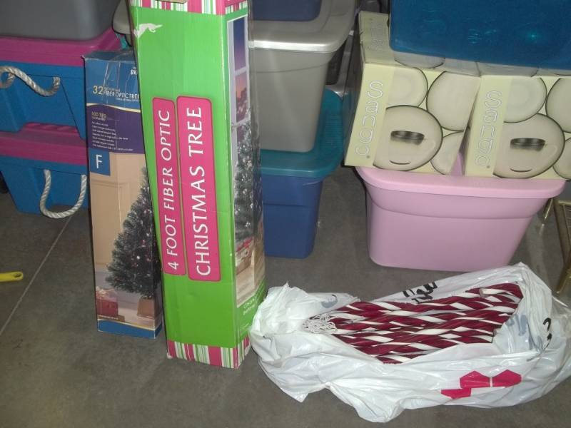 lot 63 image: Lot of 2 Fiber Optic Trees and Candy Canes with lights
