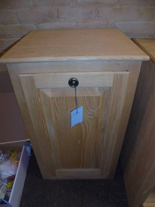 lot 4 image: WoodCraft Furniture Hidden Garbage Bin Cabinet, New, retails $229, unfinished, 32x19x17