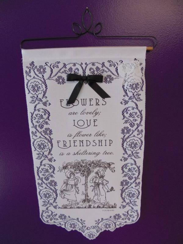 lot 16 image: Heritage Lace Friendships Wall Hanging, New, White, 24x12