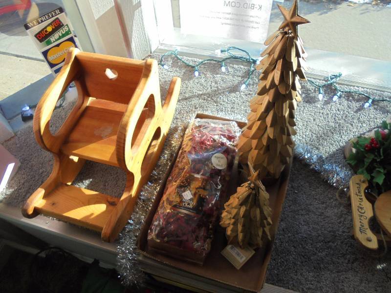lot 66 image: Lot - New Metal Winterberry Trees, Sled, Potpourri