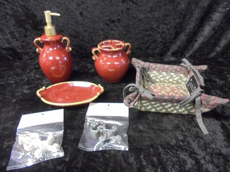 lot 77 image: Lot - New Bathroom Accessories, Hooks, Etc