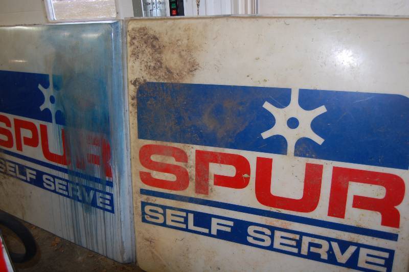 lot 336 image: Two Large SPUR Self Serve Gas Station Sign