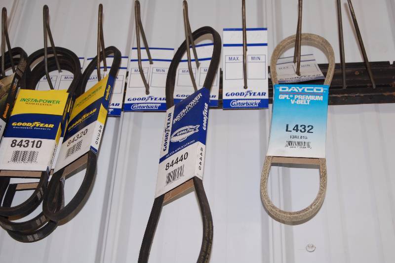 Goodyear, Continental and Dayco Belts and Hanging Rack Automotive