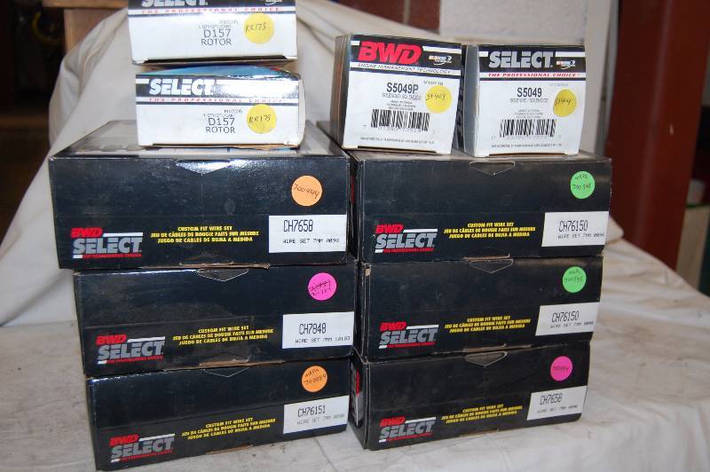 lot 559 image: Spark Plug Wires, Solenoids and Rotors