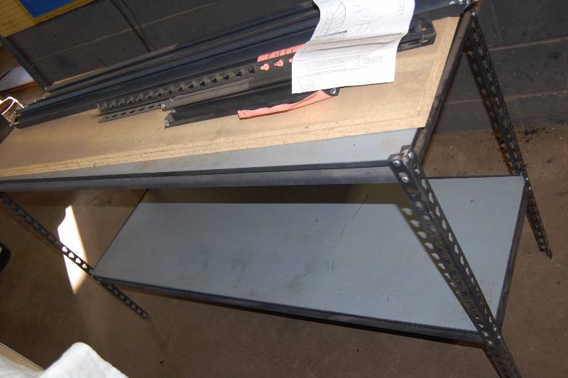 lot 1741 image: Metal Shelf Frame and Wood Shelf Pieces