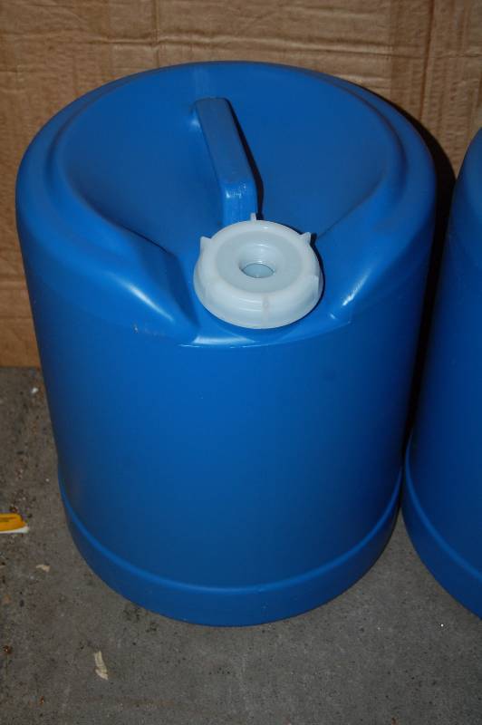 lot 1477 image: Three Plastic 5 Gallon Jugs