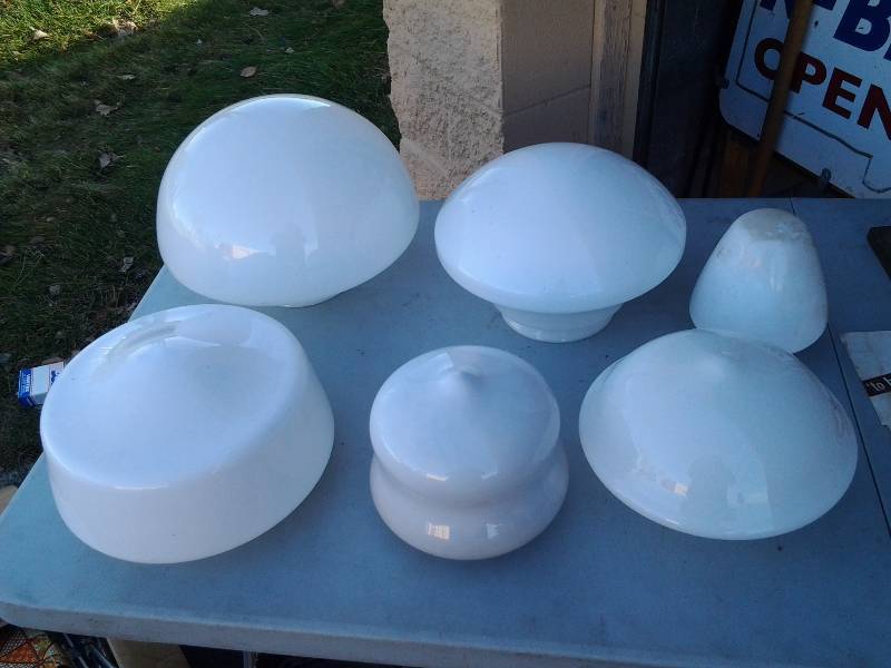 lot 21 image: 6-Milk Glass Light Globes