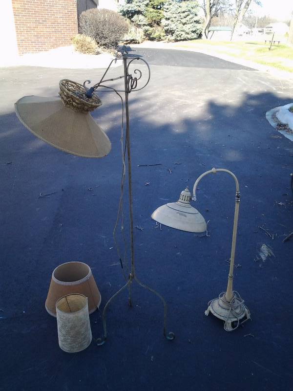 lot 27 image: 2-Floor Lamps & Assorted Shades