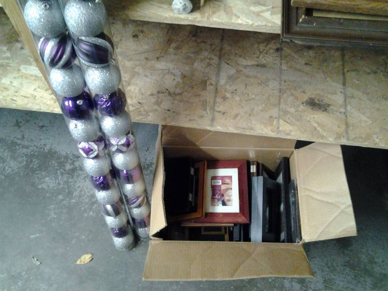 lot 48 image: Box  Frames, 2-Tubes Purple Christmas Ornaments